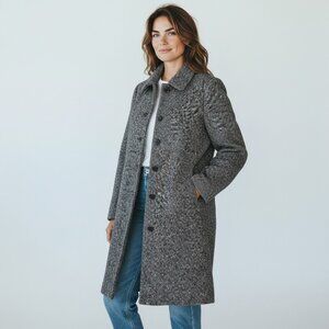 Levine Classics Women's Size 12 Wool Blend Overcoat Coat Jacket Black & White